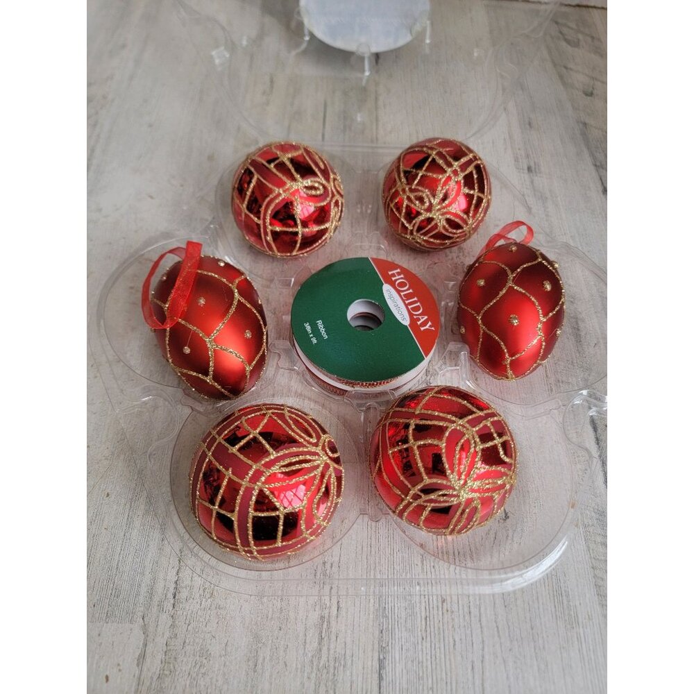 Red variety ornament golden glitter xmas‎ set